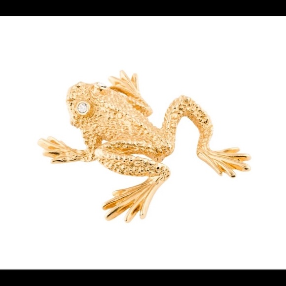ST JOHN Frog Brooch Gold Vintage - Picture 2 of 3